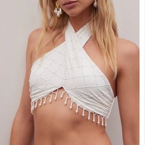 Beach Riot NEW Size L Jessica Top Ivory Pearl Top